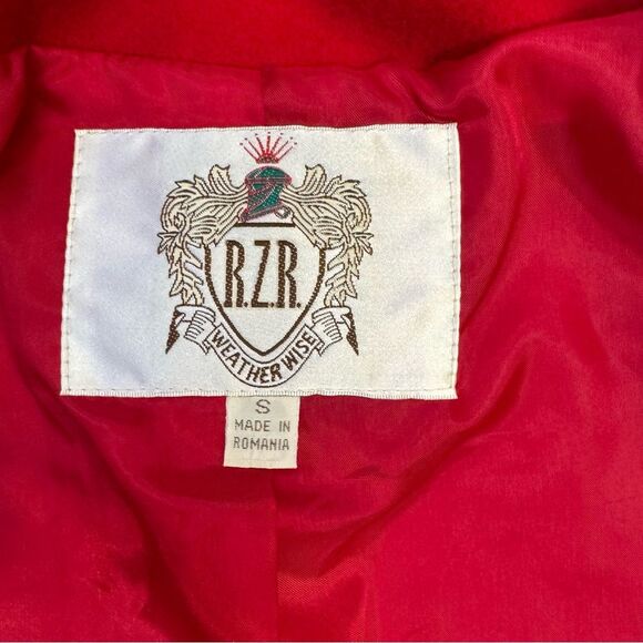 VTG RZR Red Wool Jacket Riding Equestrian Longline Black Velvet Trim MadeRomania - Picture 10 of 13